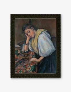 Young Italian Woman at a Table Wall Art by Paul Cezanne