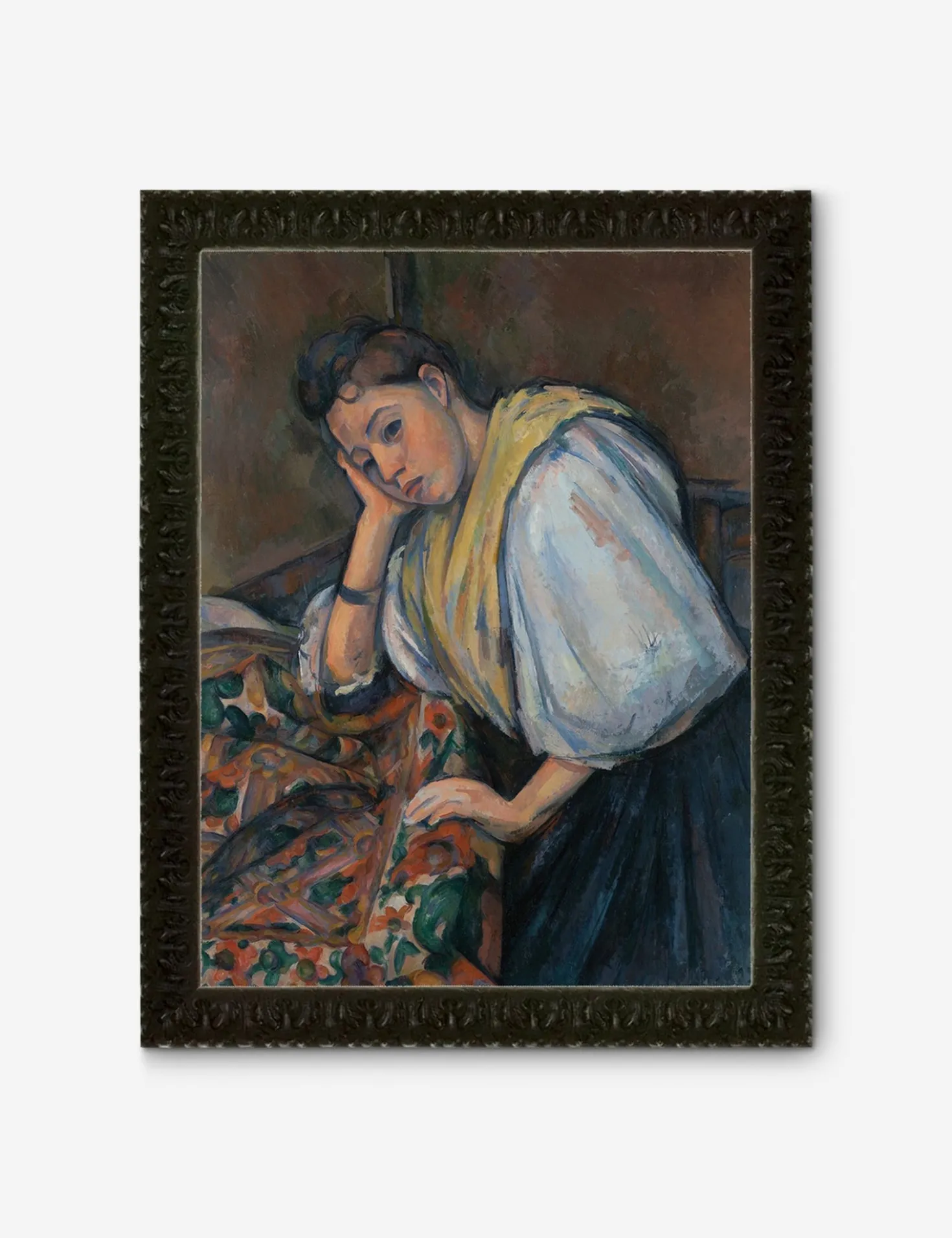 Young Italian Woman at a Table Wall Art by Paul Cezanne