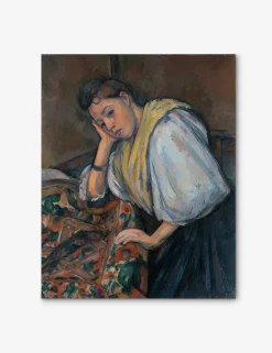 Young Italian Woman at a Table Wall Art by Paul Cezanne